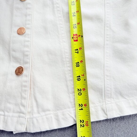 NWT Habitual Women's Short Sleeve Cotton Button-Up Ecru Crop Shirt Jacket Size M - Picture 9 of 10